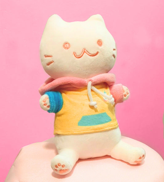 Noodlecat Plushie with Removable Pastel Clown Hoodie