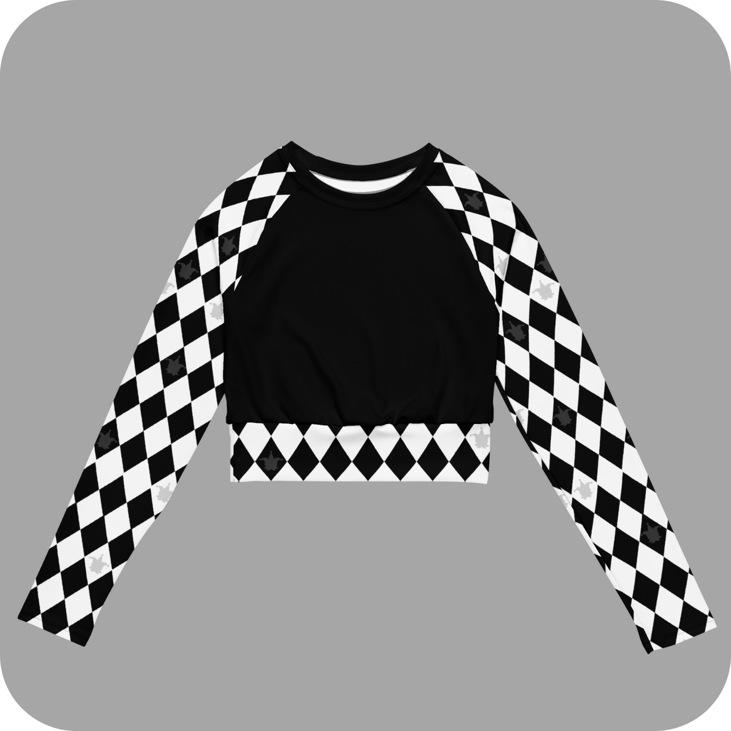 Jester Diamond Pattern Goth Clowncore Recycled long-sleeve crop top 2XS - 6XL
