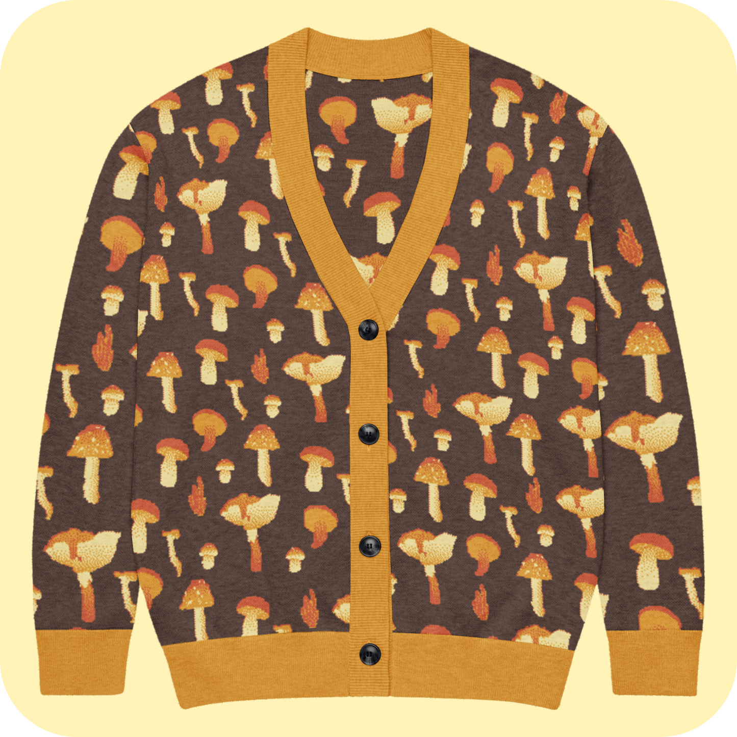 Mushroom Forager Cozy Fall Knitted Cardigan 2XS - 3XL