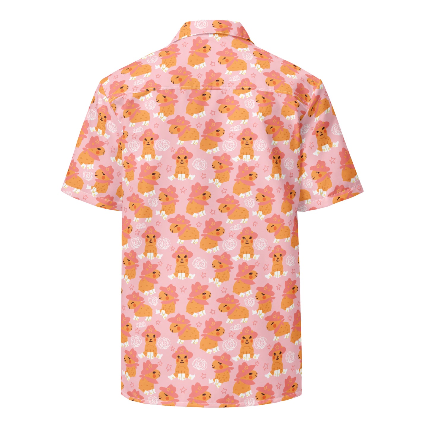 Camisa de botão unissex Cowgirl Capivara Yeehaw Howdy rosa 2XS - 6XL