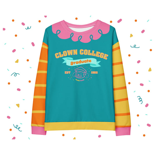 Clown College Graduate Cute Clowncore Retro Color Unisex Sweatshirt XS- 3XL