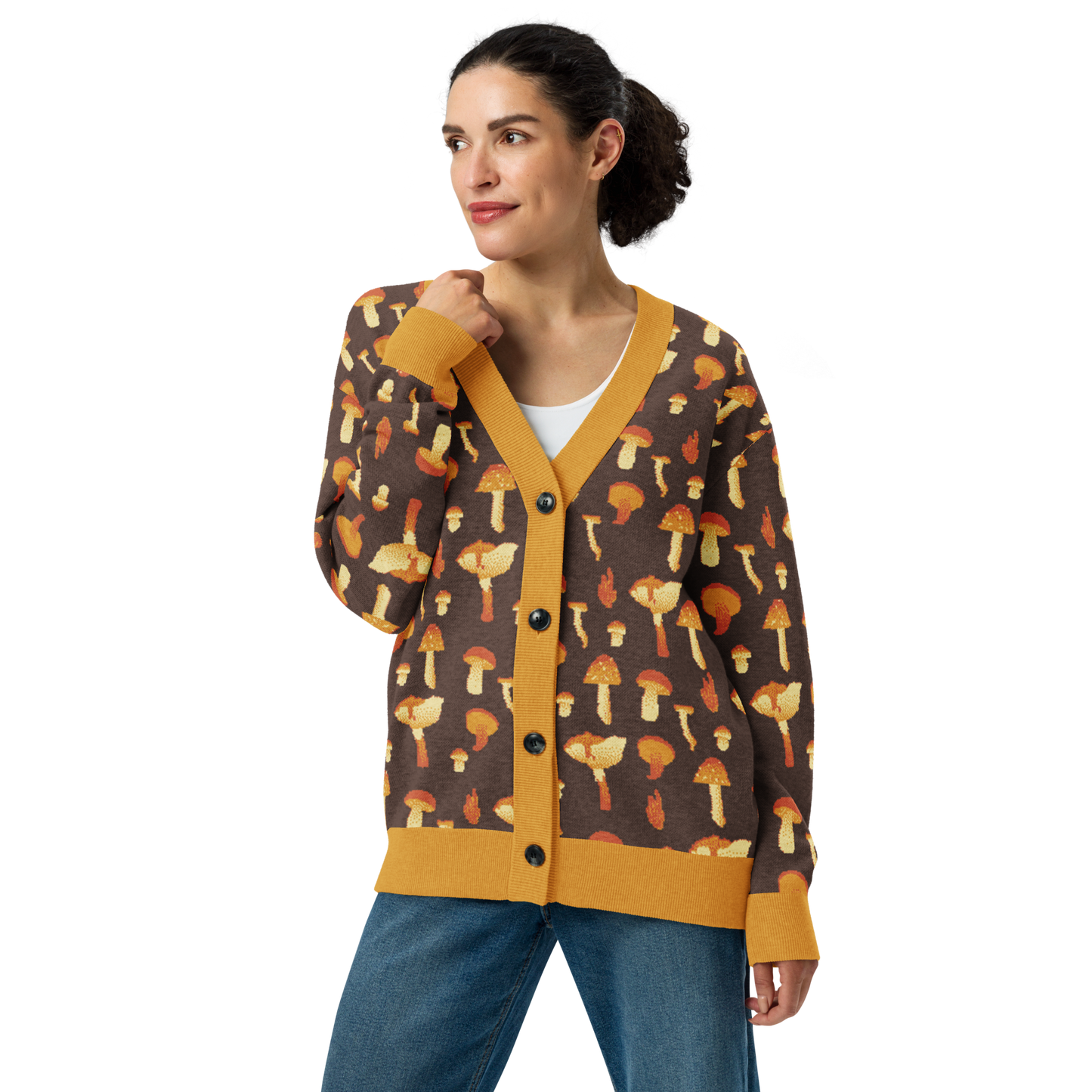 Mushroom Forager Cozy Fall Knitted Cardigan 2XS - 3XL
