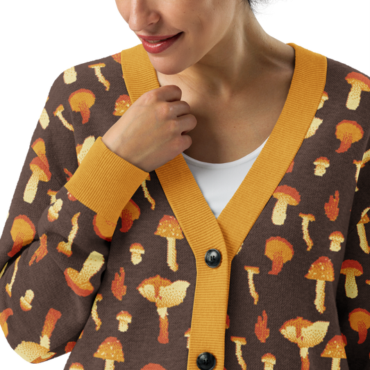 Mushroom Forager Cozy Fall Knitted Cardigan 2XS - 3XL