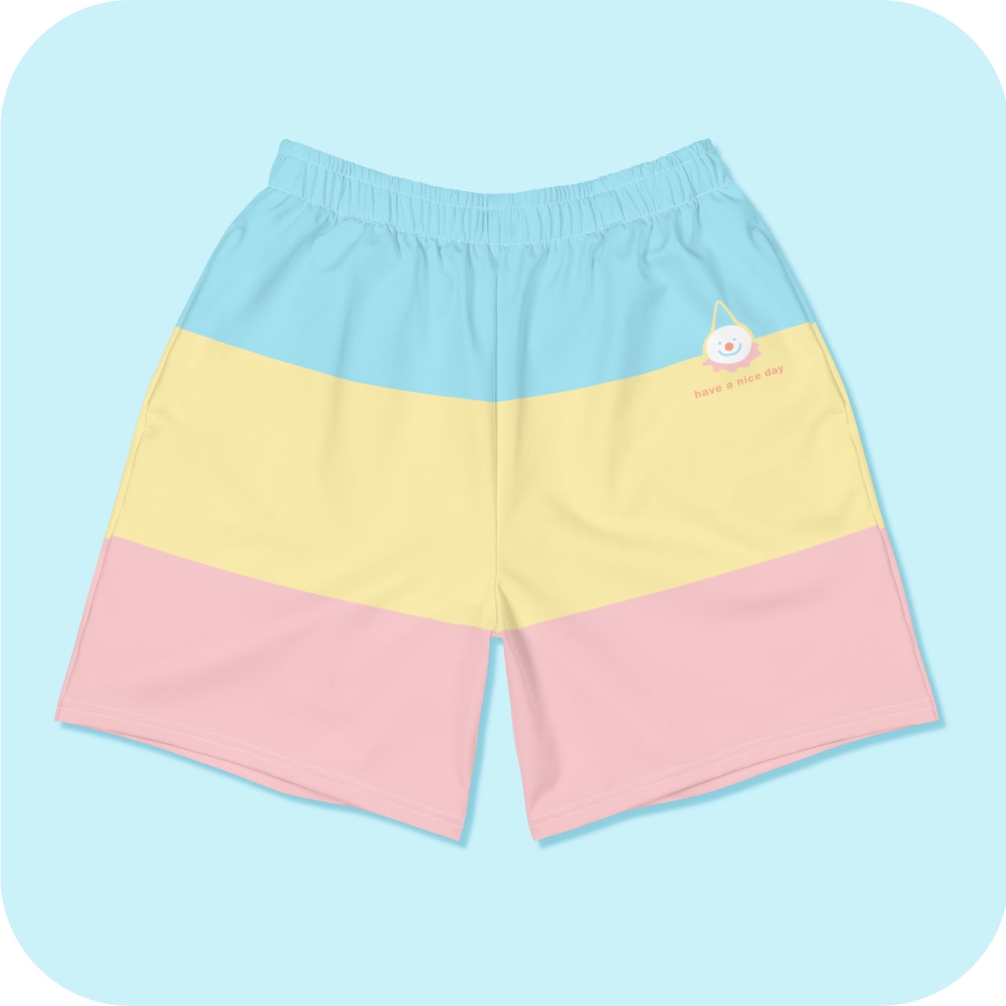 Pastel Stripe Clowncore Have a Nice Day Men's Sized Recycled Athletic Shorts 2XS - 6XL