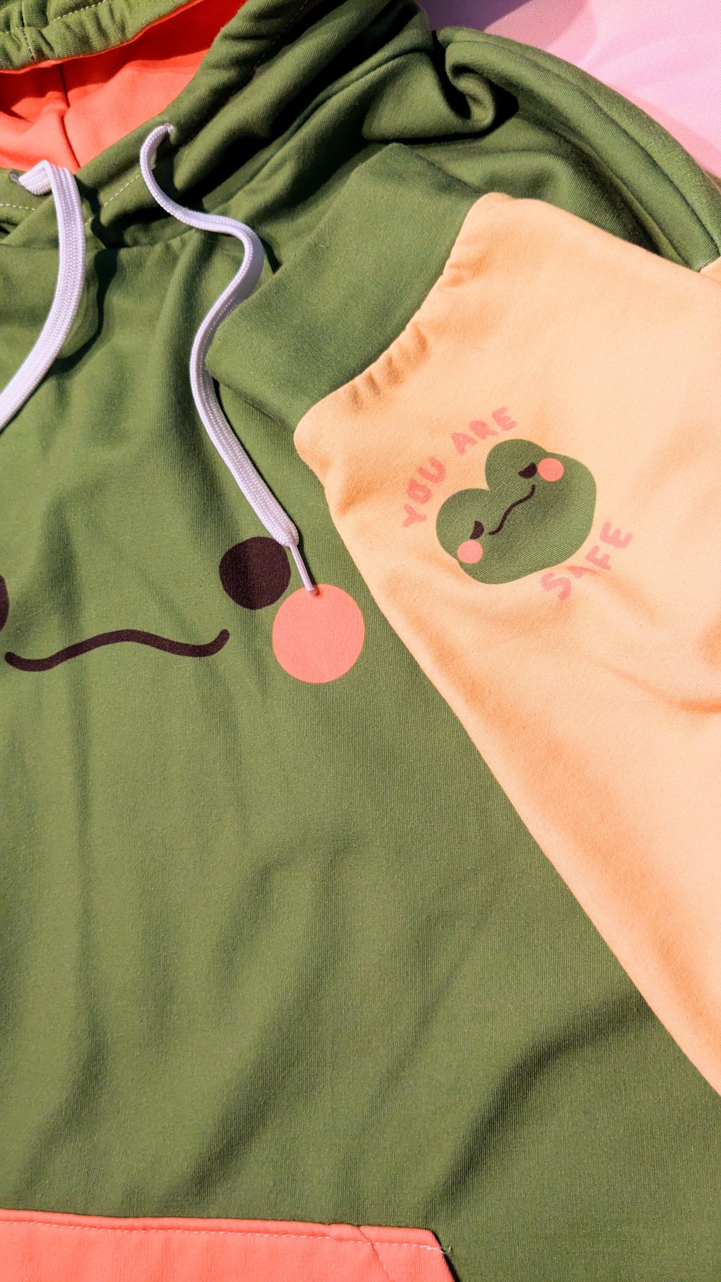 Friendly Frog - You are Safe, You are Loved Writing on the Sleeves 2XS - 6XL Unisex Hoodie