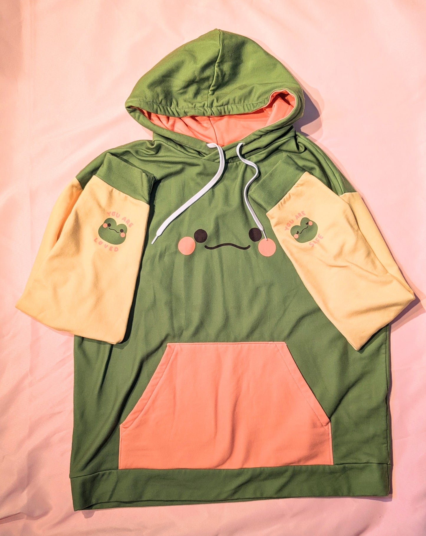 Friendly Frog - You are Safe, You are Loved Writing on the Sleeves 2XS - 6XL Unisex Hoodie
