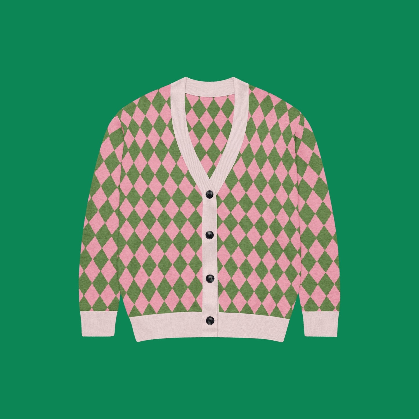 Popular Pink and Green Knitted Cardigan 2XS - 3XL