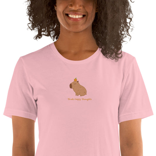 Cute Capybara Embroidered Think Cappy Thoughts Unisex t-shirt XS - 5XL