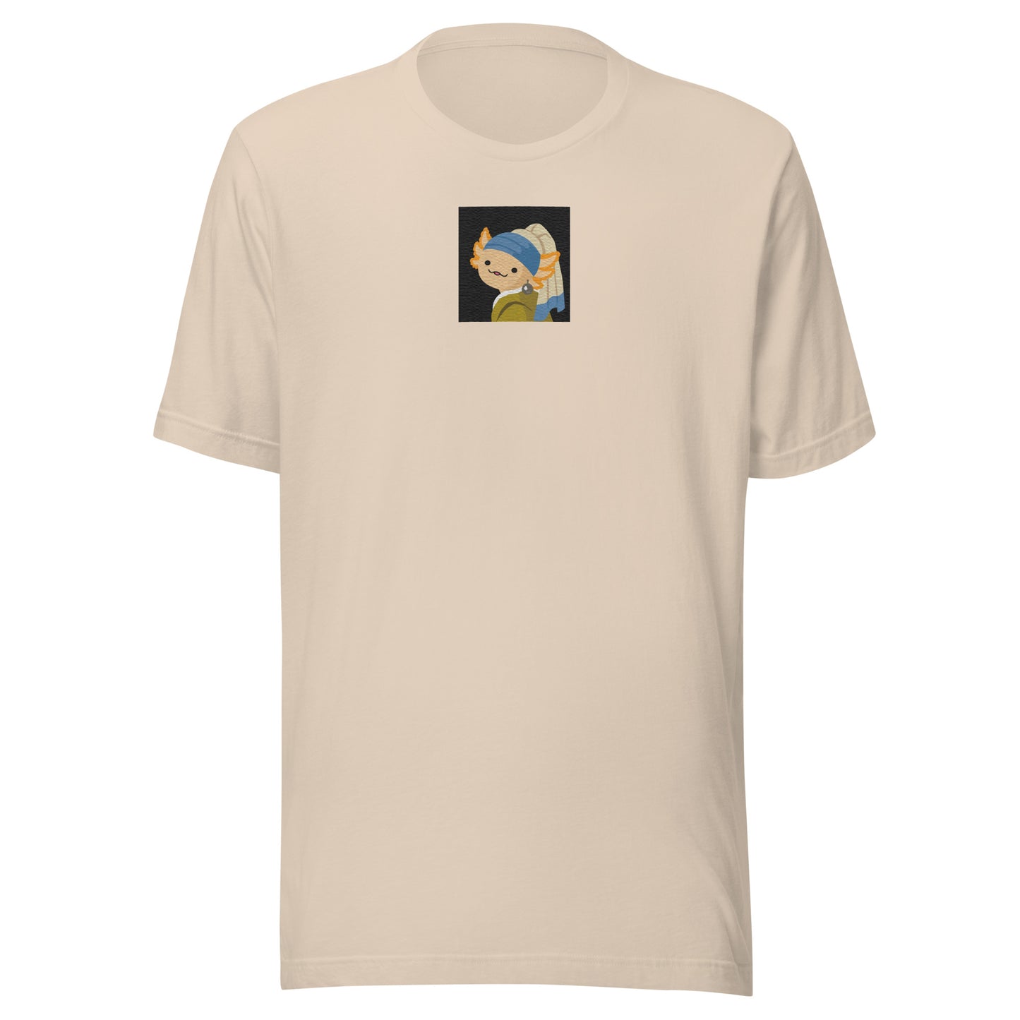 Girl with a Pearl Earring Except it's an Axolotl Embroidered Art Meme Unisex t-shirt XS - 5XL