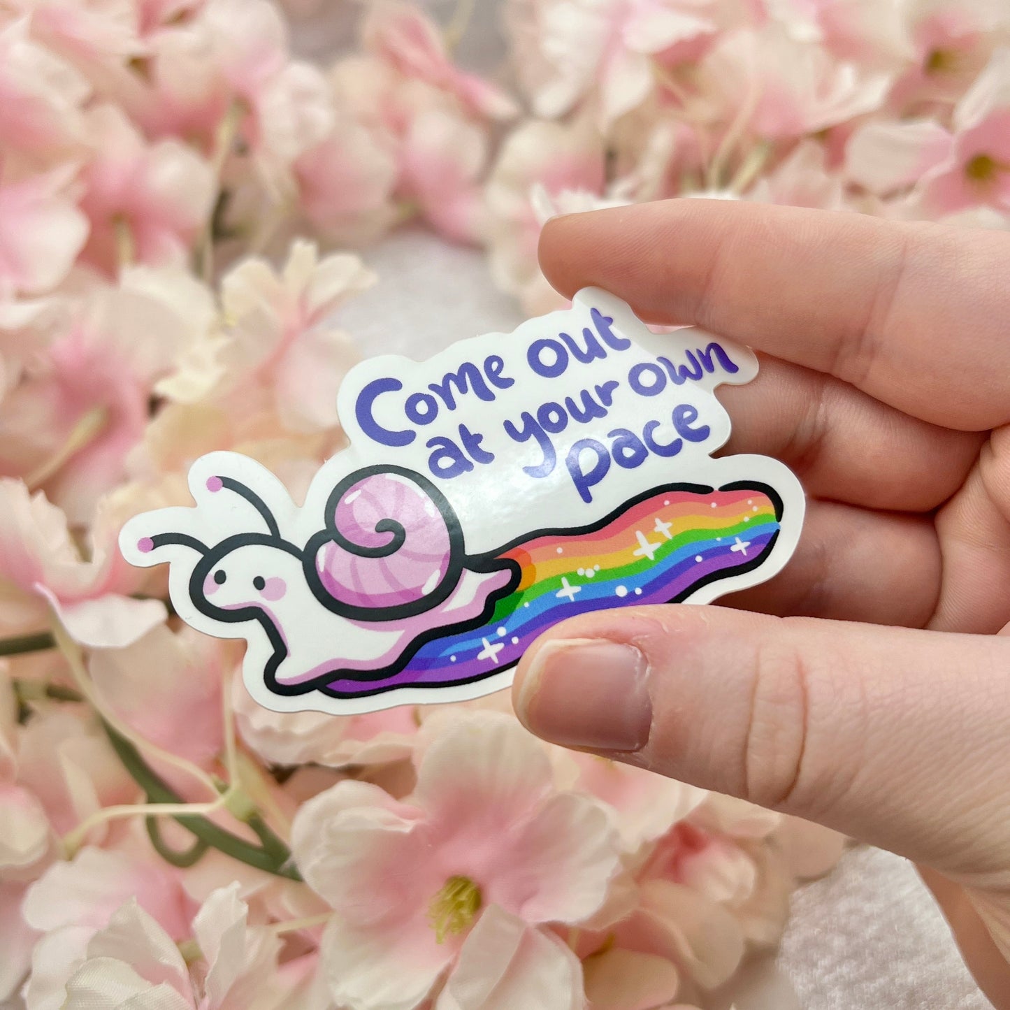 "Come Out at Your Own Pace" Snail Rainbow ~ Sticker