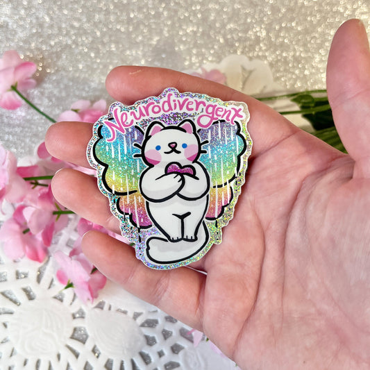 Neurodivergent <3 Cat ~ Pixie Dust Glitter Sticker