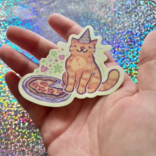 Pizza Party Kitty ~ Sticker