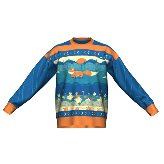 The Wandering Fox Sweater - Blue Mountain Colorway XS - 3XL