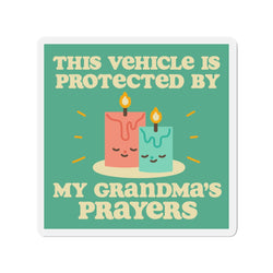 Grandma's Prayers Cute Religious 4" x 4" Car Bumper Sticker Magnet