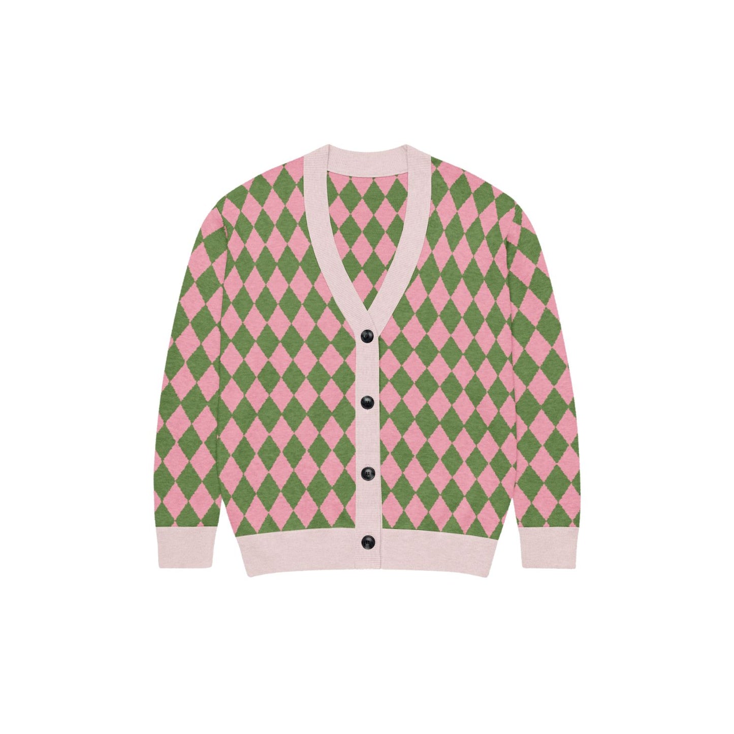 Popular Pink and Green Knitted Cardigan 2XS - 3XL