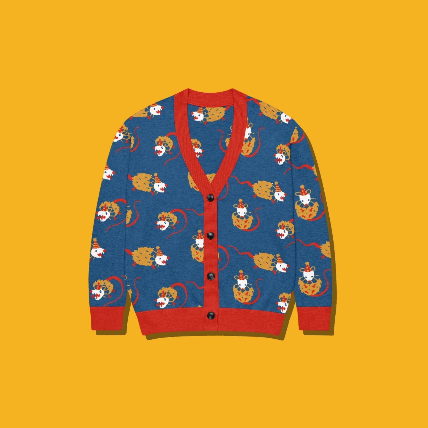 Clown Opossum Knitted Clowncore Cardigan | Kidcore Clothing