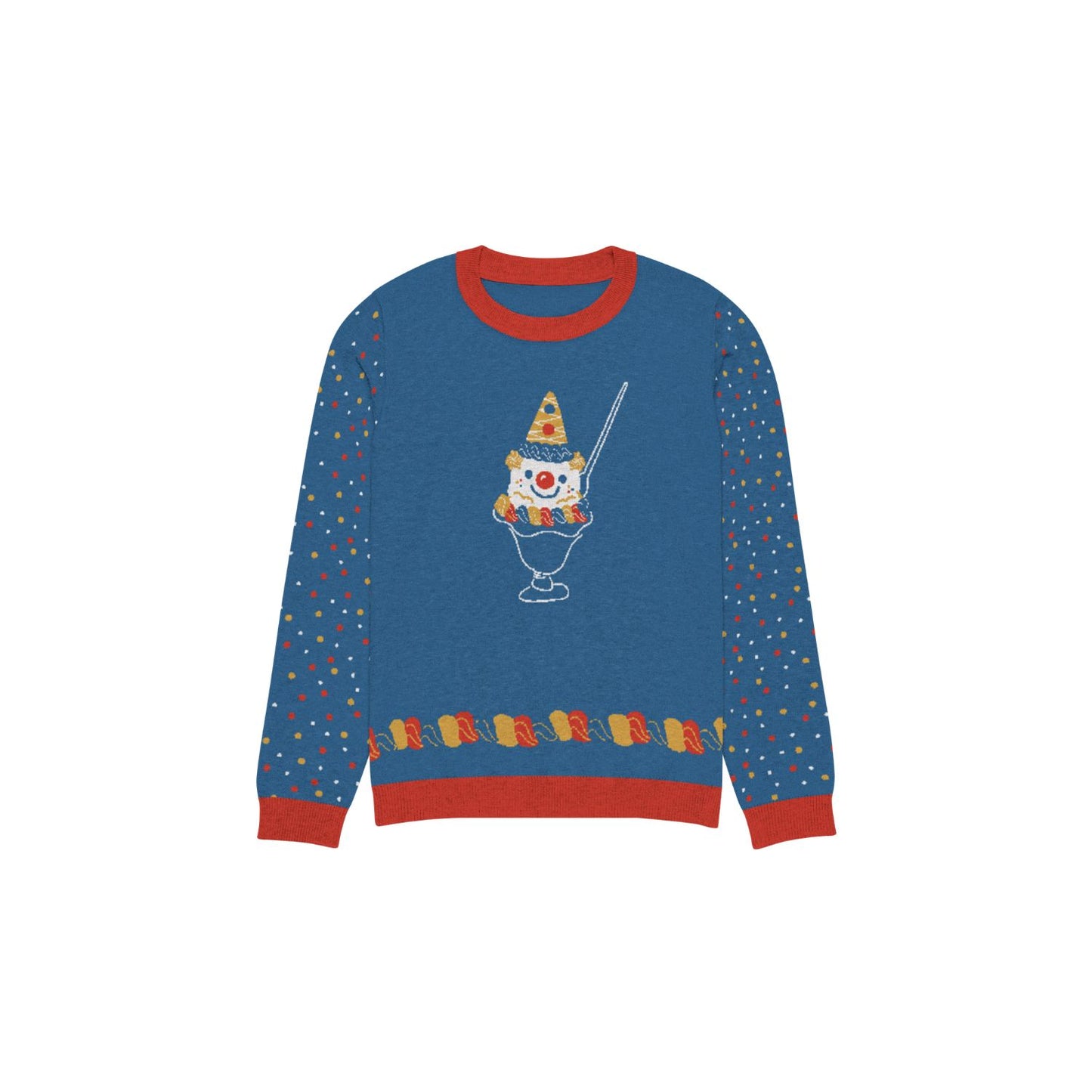 Ice Cream Clown (with sprinkle sleeves) Knitted crew neck sweater 3XS - 3XL