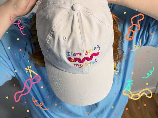 Fazendo meu melhor boné de beisebol bordado em pastel