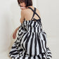 LUXE LINEAR STRIPED WOVEN MIDI DRESS