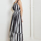 LUXE LINEAR STRIPED WOVEN MIDI DRESS
