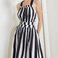 LUXE LINEAR STRIPED WOVEN MIDI DRESS