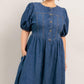 MIDDAY IN BLUE DENIM MIDI DRESS