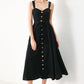 LOVELY NOIR WOVEN MIDI DRESS