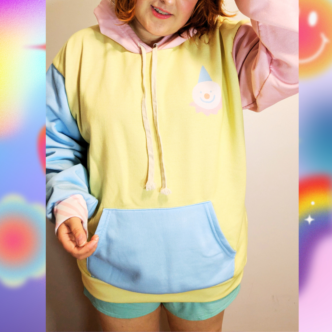 Pastel Colorblock Clown Hoodie - Have a Nice Day Clowncore Unisex Hoodie 2XS-6XL