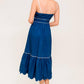 RUSTIC DREAM NAVY WOVEN MIDI DRESS