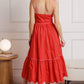 RUSTIC DREAM RED WOVEN MIDI DRESS