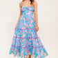SOFT BLOOM BLUE WOVEN MIDI DRESS