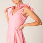 ON THE RIGHT TRACK PEACH WOVEN MIDI DRESS