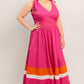 FOREST CHARM FUCHSIA ORANGE WOVEN MIDI DRESS