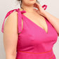 FOREST CHARM FUCHSIA ORANGE WOVEN MIDI DRESS