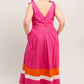 FOREST CHARM FUCHSIA ORANGE WOVEN MIDI DRESS