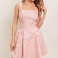 SWEET BLOOM WOVEN JACQUARD SATIN MINI DRESS