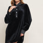 VELVET POWER BLACK MINI DRESS