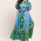 PALM SERENADE BLUE WOVEN MIDI DRESS