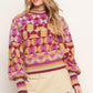 CHEER YOU ON JACQUARD SWEATER TOP