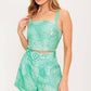 FEELS LIKE FREEDOM MINT WOVEN TOP AND SHORT SET