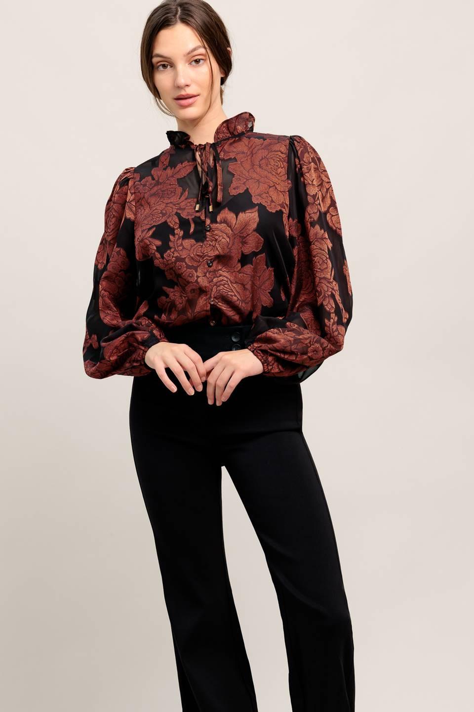 JUST DARK ENOUGH TO FEEL SPECIAL WOVEN TOP