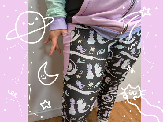 Kawaii Cat Patterned Leggings with pockets | Frillability Collab 2XS-6XL
