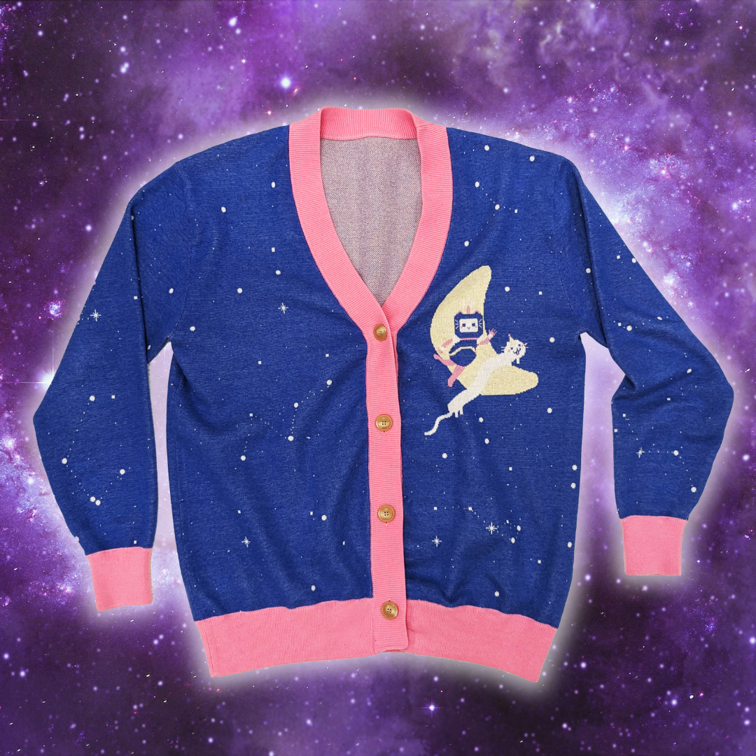 Kawaii Space Friends Frillability Knit Cardigan with buttons 2XS - 3XL