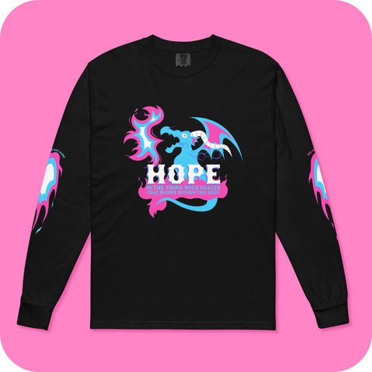 Hope Dragon Trans Pride Garment-dyed heavyweight long-sleeve shirt S - 3XL