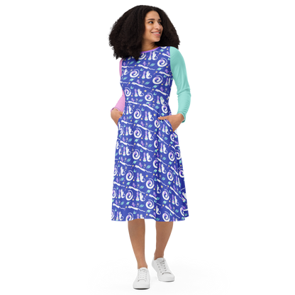 Friends in Space Frillability Collection Long Sleeve Midi Dress 2XS-6XL