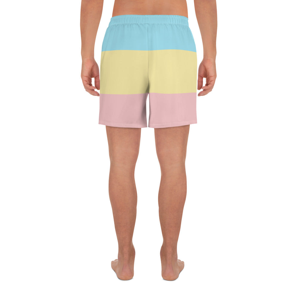 Pastel Stripe Clowncore Tenha um Bom Dia Shorts Atlético Masculino Reciclado Tamanho 2XS - 6XL