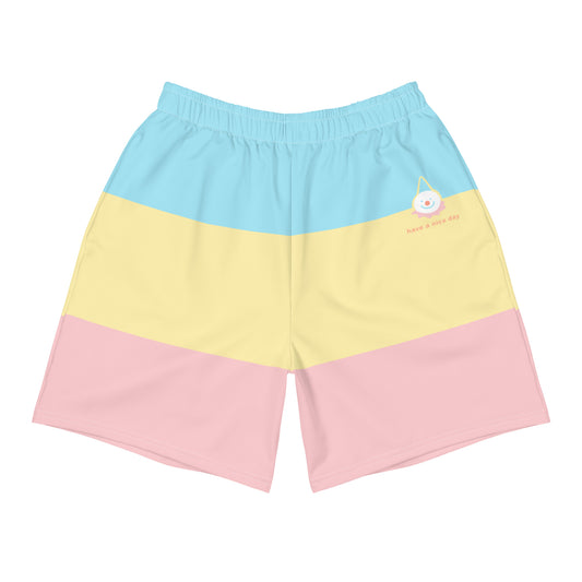Pastel Stripe Clowncore Have a Nice Day Men's Sized Recycled Athletic Shorts 2XS - 6XL