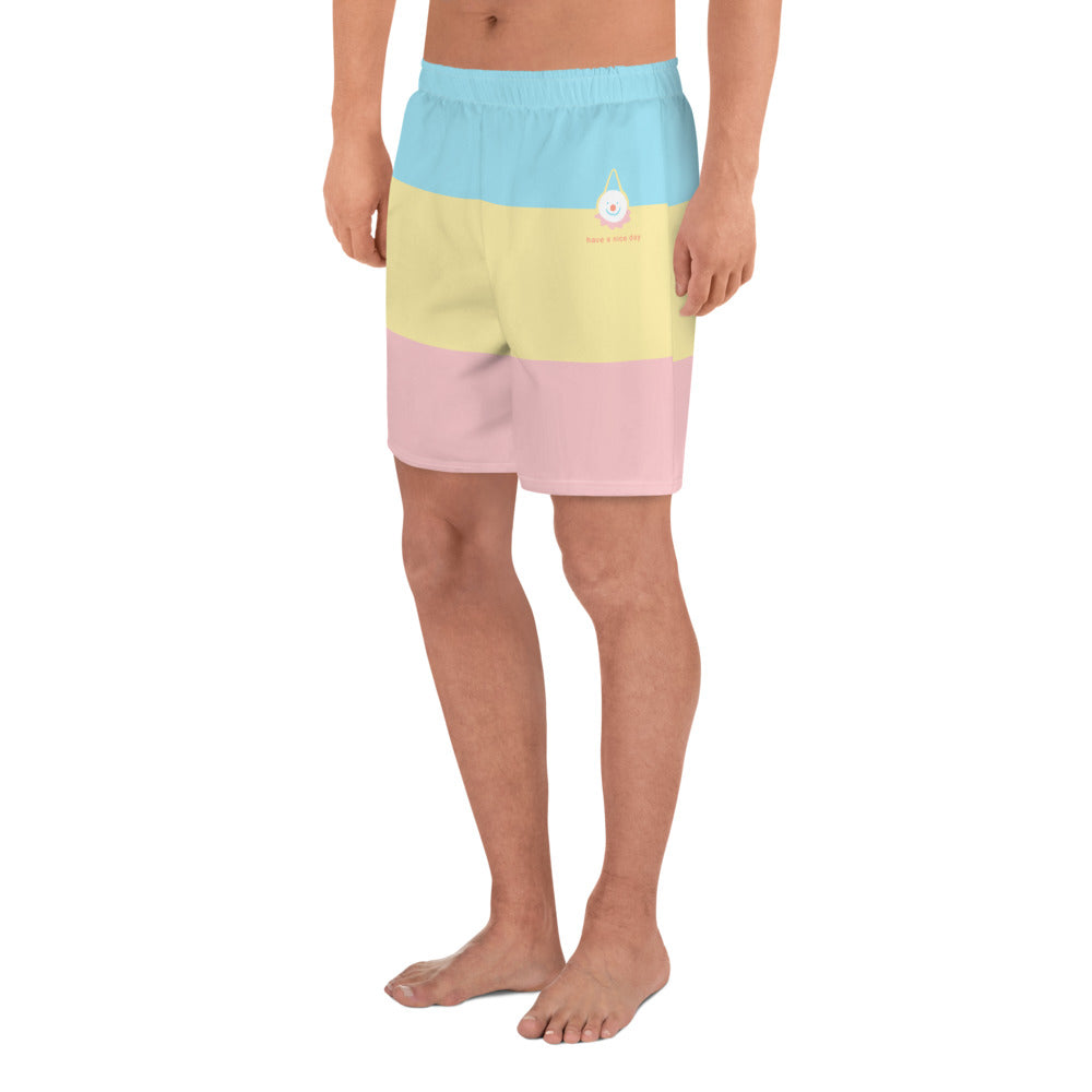 Pastel Stripe Clowncore Have a Nice Day Men's Sized Recycled Athletic Shorts 2XS - 6XL