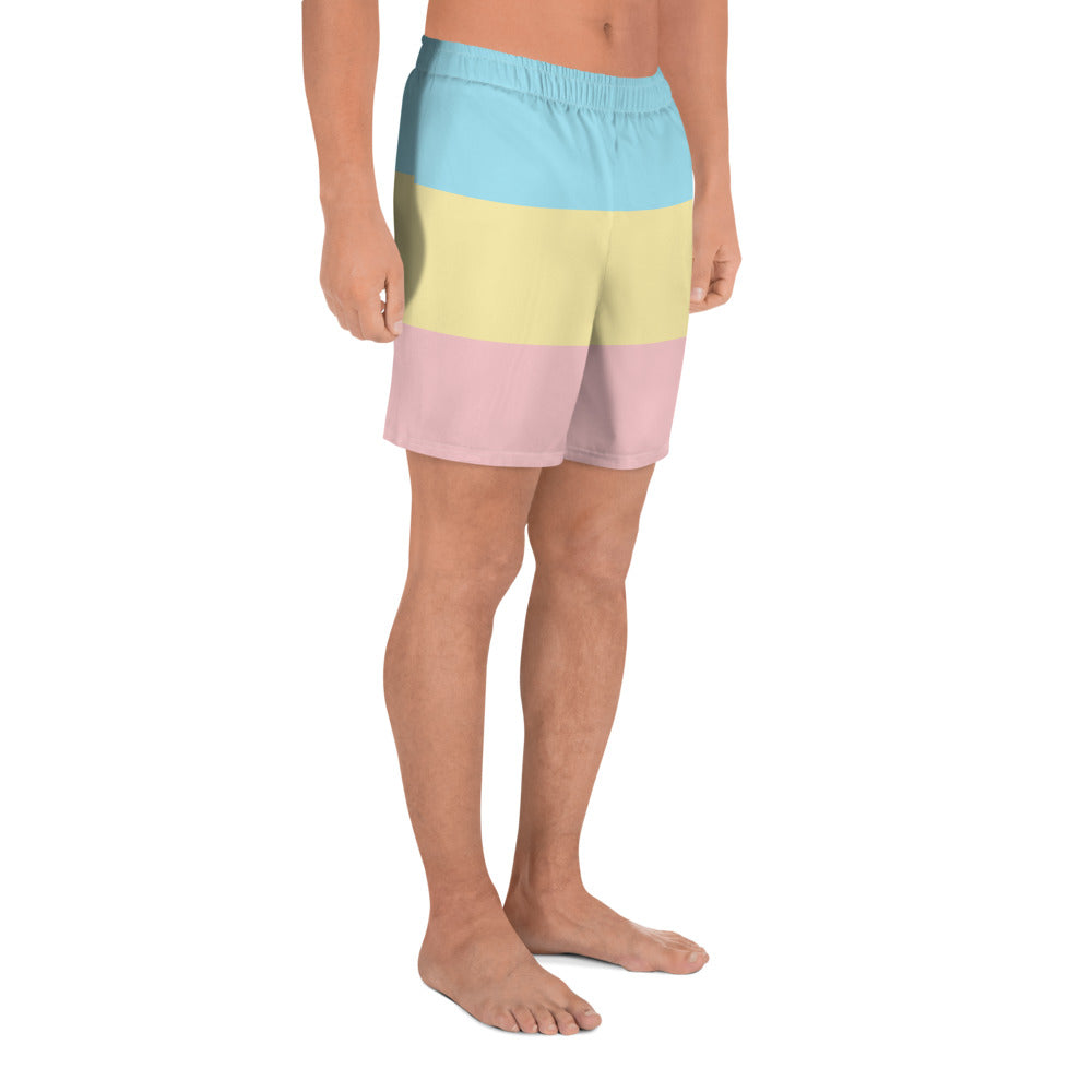 Pastel Stripe Clowncore Tenha um Bom Dia Shorts Atlético Masculino Reciclado Tamanho 2XS - 6XL