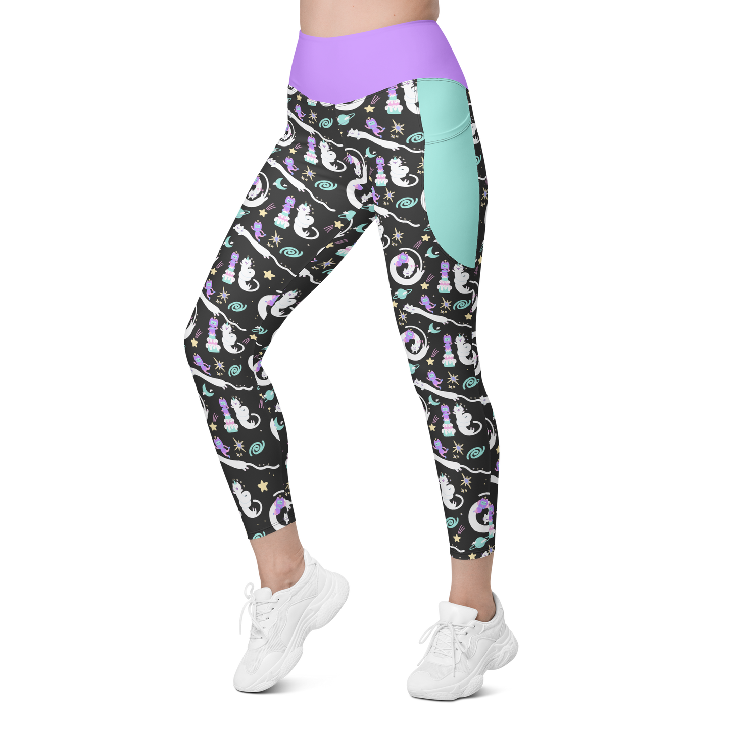 Kawaii Cat Patterned Leggings with pockets | Frillability Collab 2XS-6XL